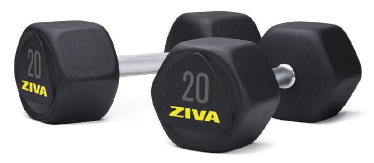 Набор обрезиненных гексагональных гантелей Ziva премиум 22-40 кг (10 пар)
