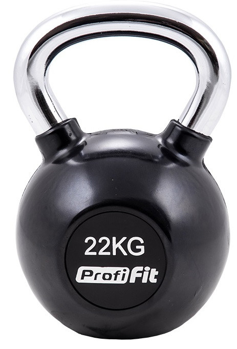 Гиря обрезиненная с хромированной ручкой Profi-Fit, 22 кг