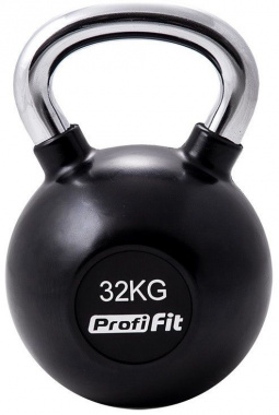 Гиря обрезиненная с хромированной ручкой Profi-Fit, 32 кг