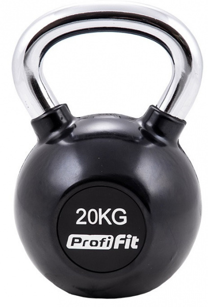 Гиря обрезиненная с хромированной ручкой Profi-Fit, 20 кг